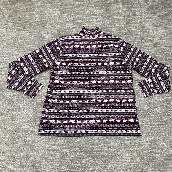 Lands End Shirt Womens Large Purple Fair Isle Polar Bear Moose Holidays Outdoors - Picture 6 of 14